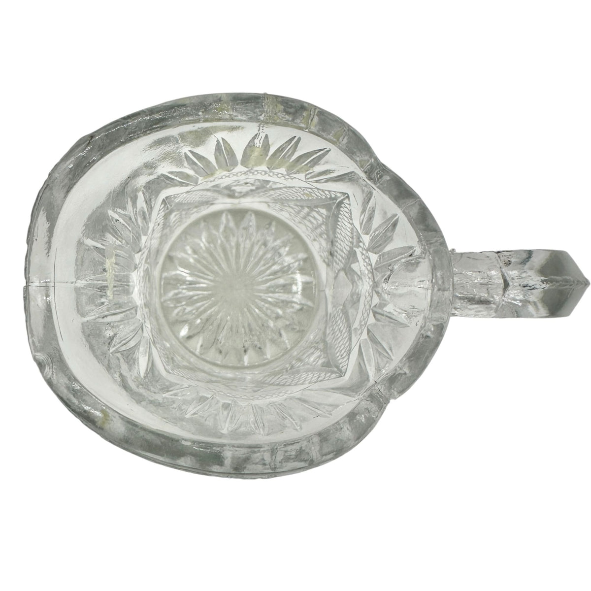 Twin Snowshoes Creamer EAPG Clear Glass Childrens Tableware Etched 2.5" Tall