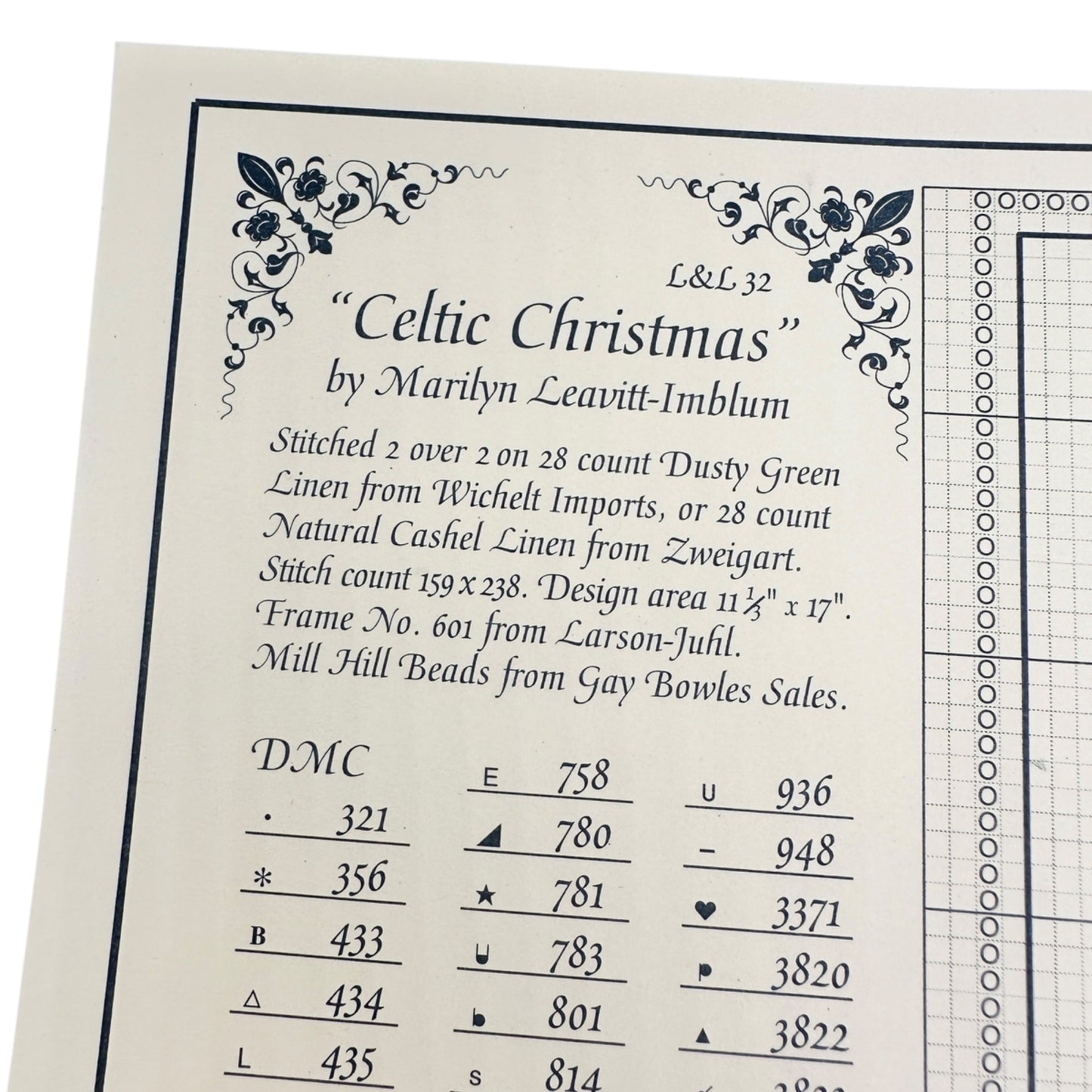 CELTIC CHRISTMAS 1995 Cross-Stitch Pattern 32 Leavitt-Imblum Lavender & Lace