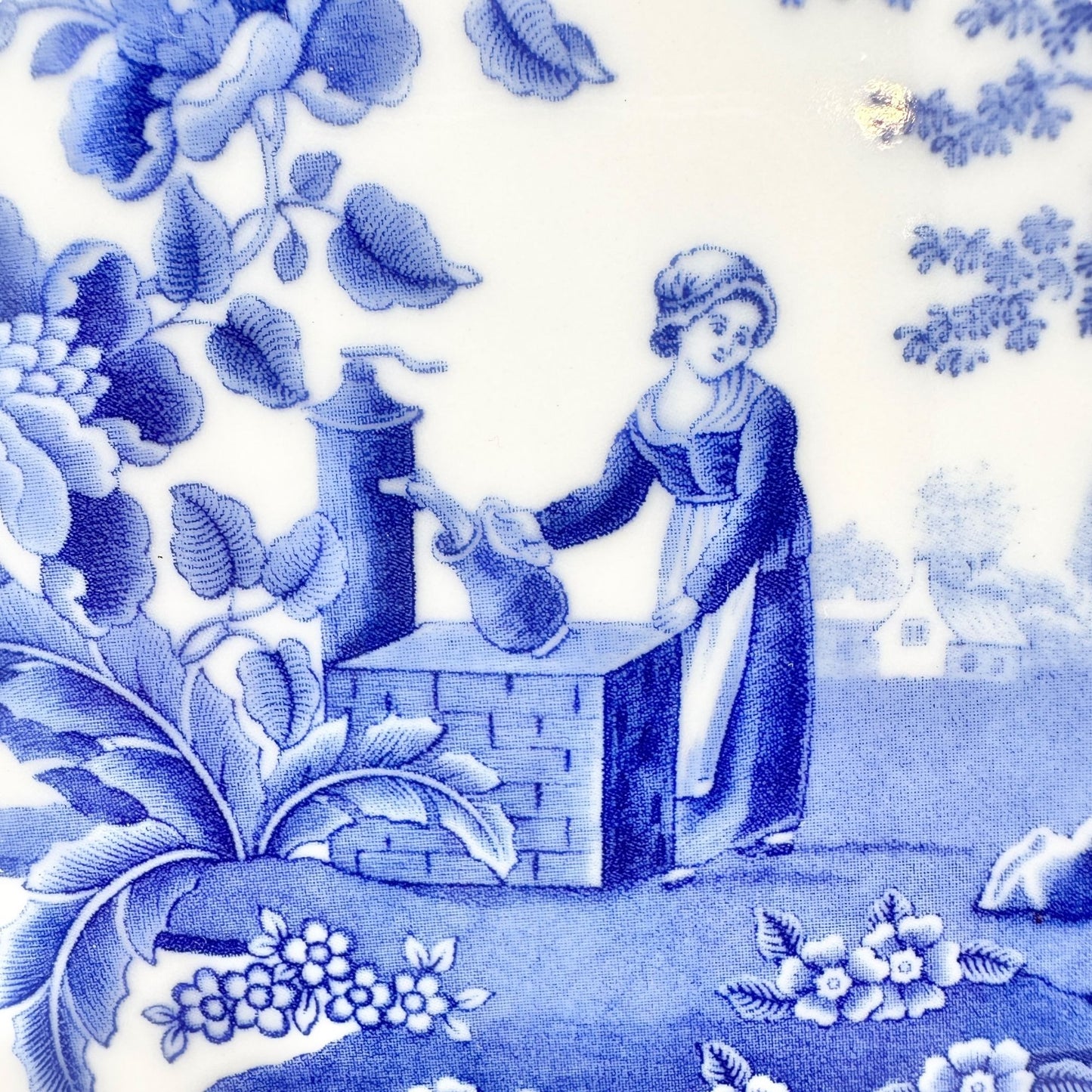 Spode Blue Room Square Ceramic Trivet with Women at Well Blue and White 6x6