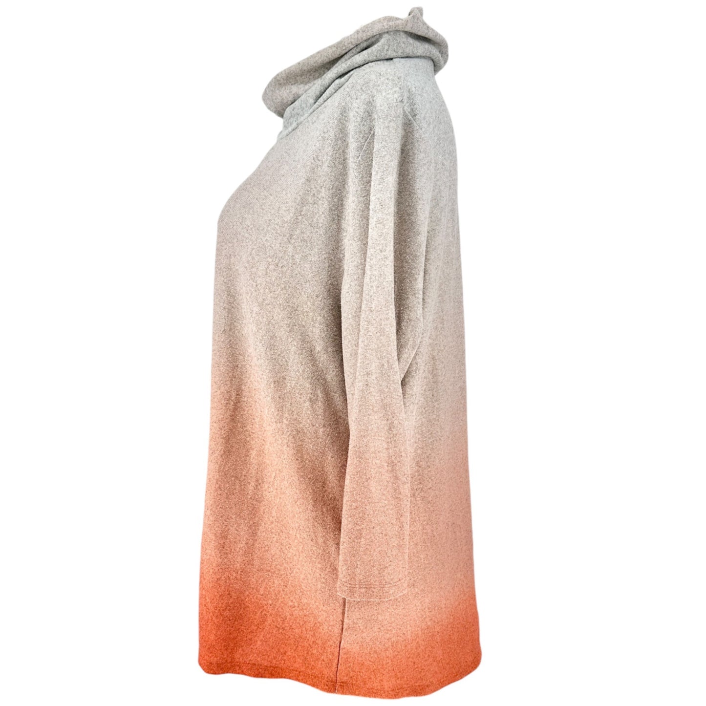 New Directions Tunic Sweater Womens Curvy 2X Gray to Orange Ombre Cowl Neck LS