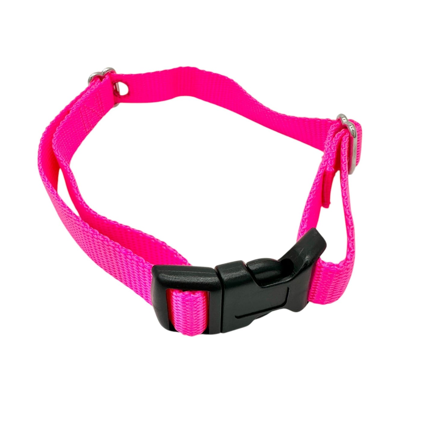 Leather Bros Dog Collar Adjustable 17-23in Large Fluorescent Pink Quick-Release