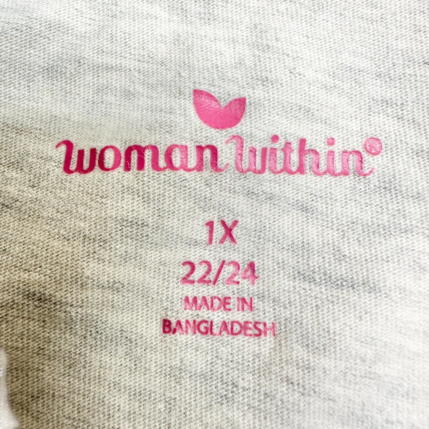 Woman Within 1X Beige 3/4 Sleeve Relaxed Fit Tunic Shirt 22/24 Plus Size