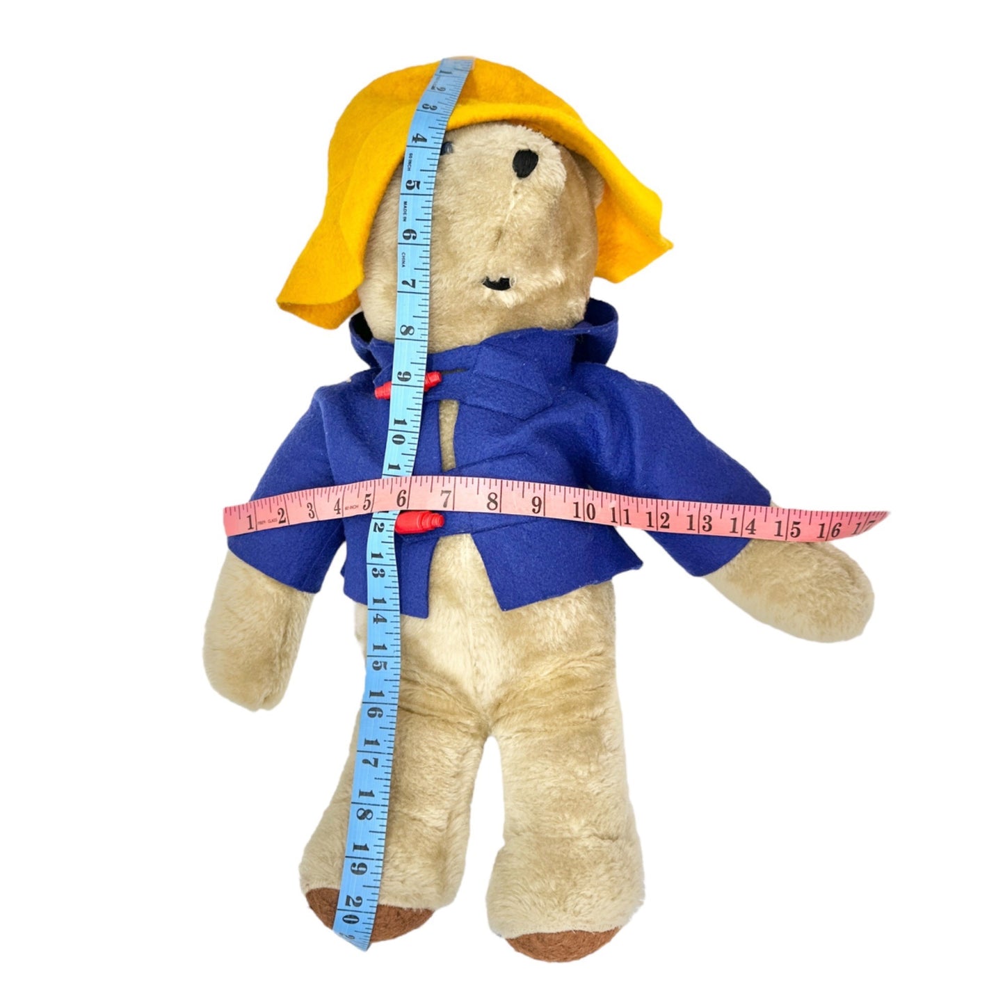 Handmade Paddington Bear Plush Removable Yellow Hat and Blue Coat 20 inch Tall