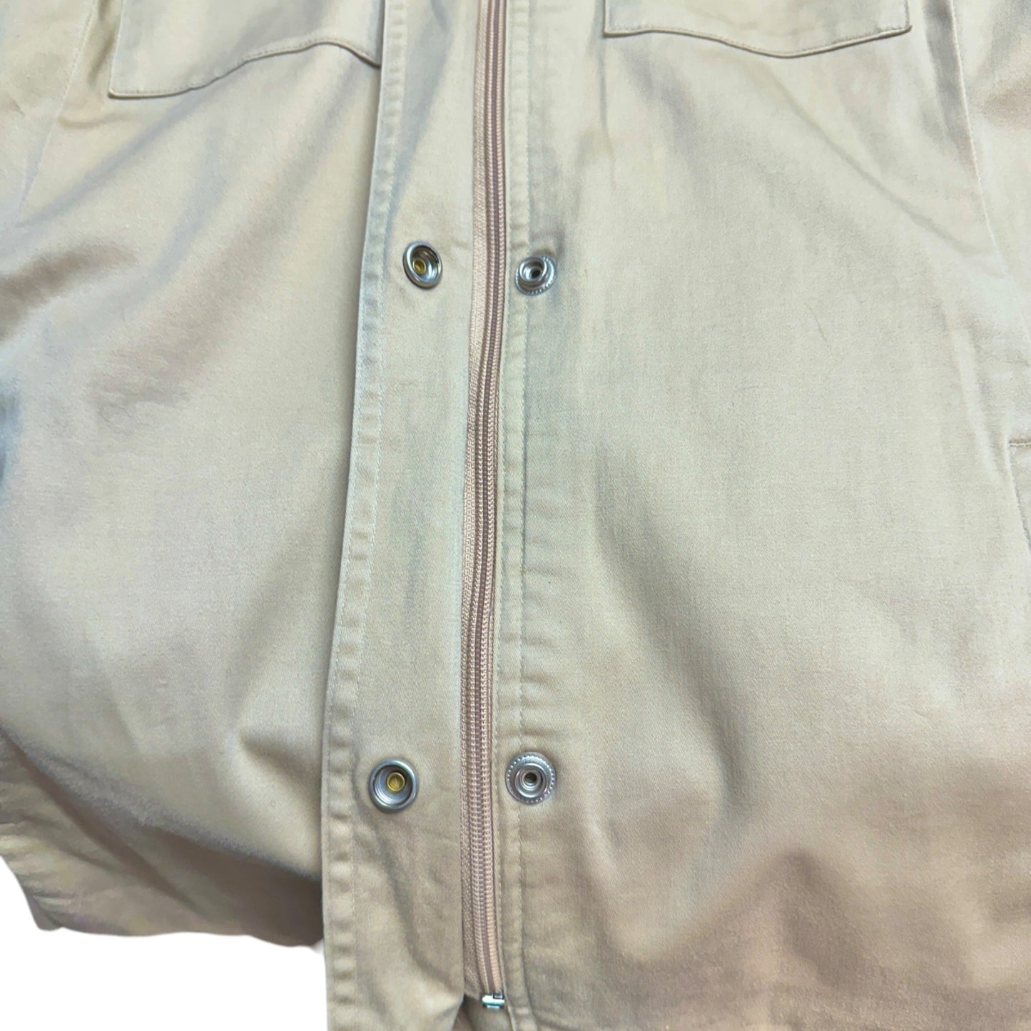 Evan-Picone Shacket Womens S Stretch Beige Shirt Jacket LS Pockets Zip Snap