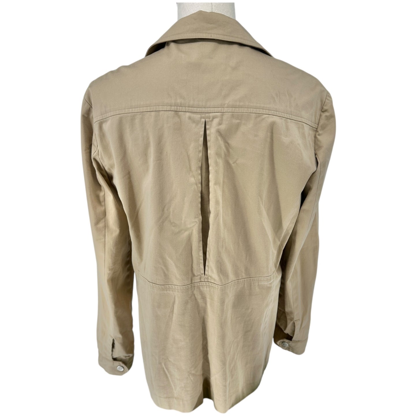 Evan-Picone Shacket Womens S Stretch Beige Shirt Jacket LS Pockets Zip Snap