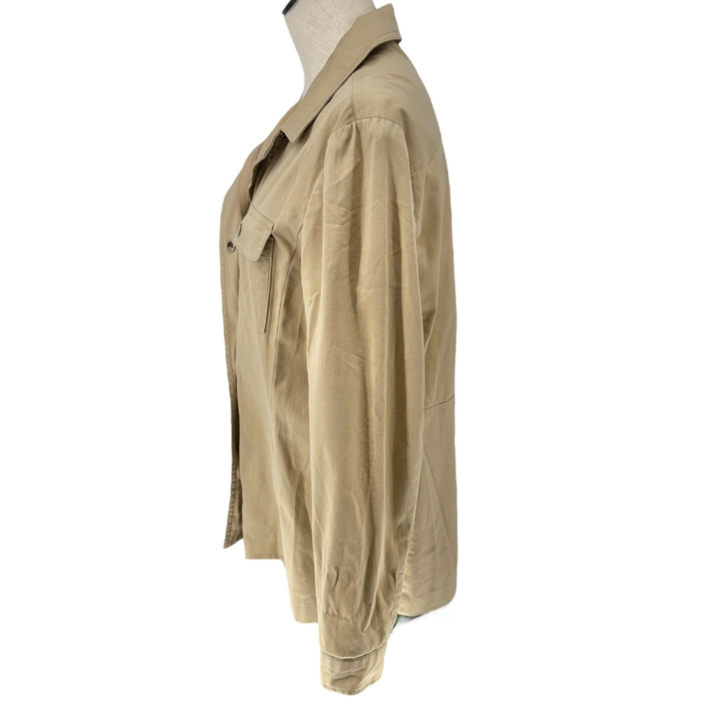 Evan-Picone Shacket Womens S Stretch Beige Shirt Jacket LS Pockets Zip Snap