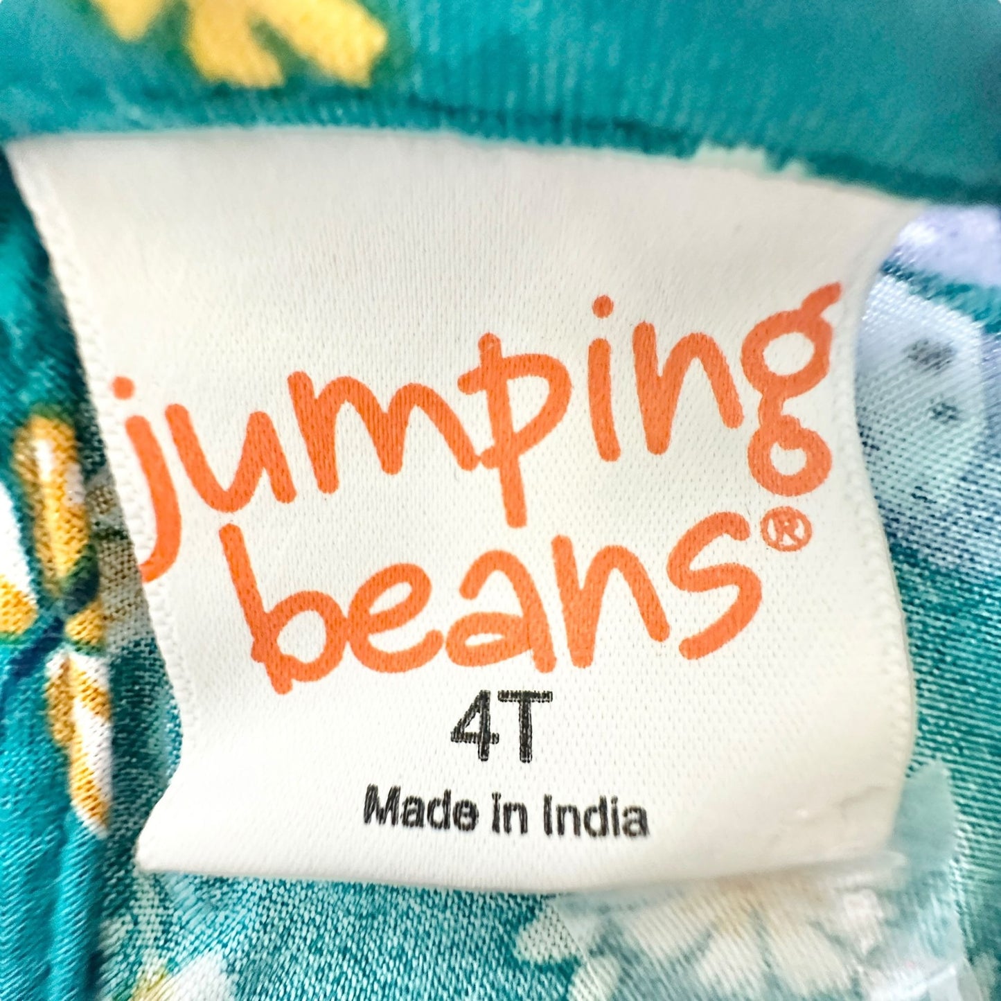 Jumping Beans Dress Girls 4T Long Sleeves Floral Butterfly Rayon Turquoise Color