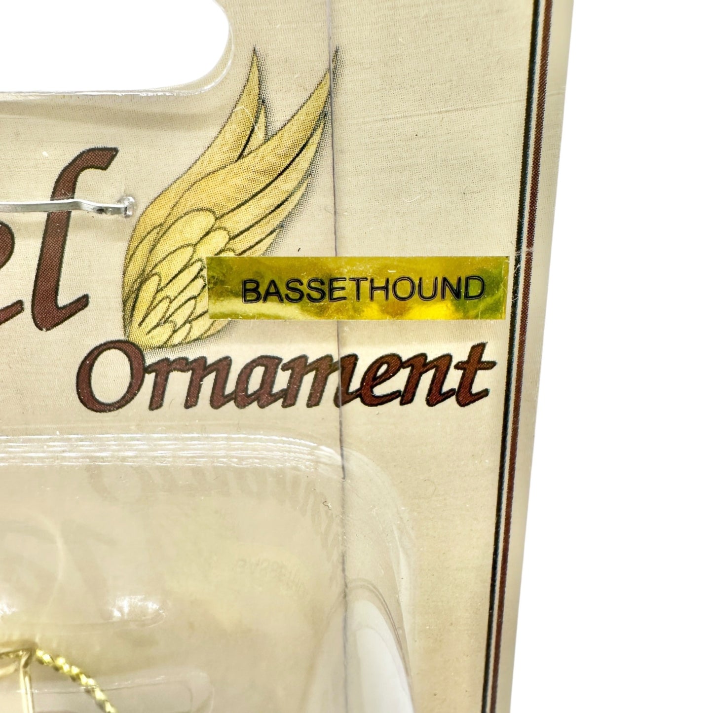 Basset Hound Angel Ornament Handcrafted Brown Dog with Gold Wings and Halo