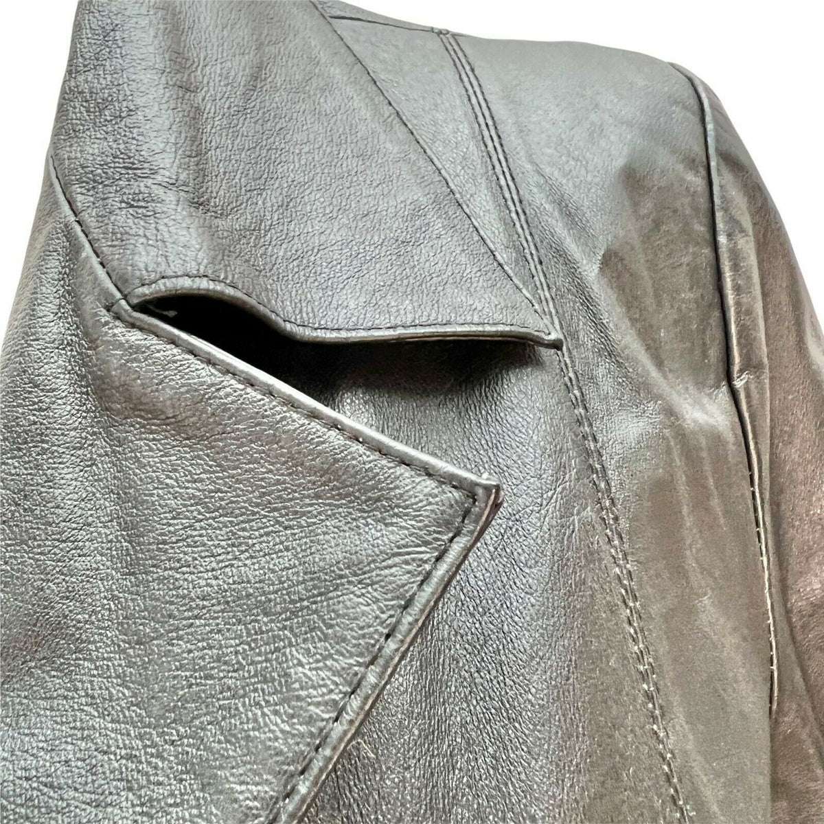 Dialogue Women's Large Black Leather Coat Polyester Lining Machine Wash