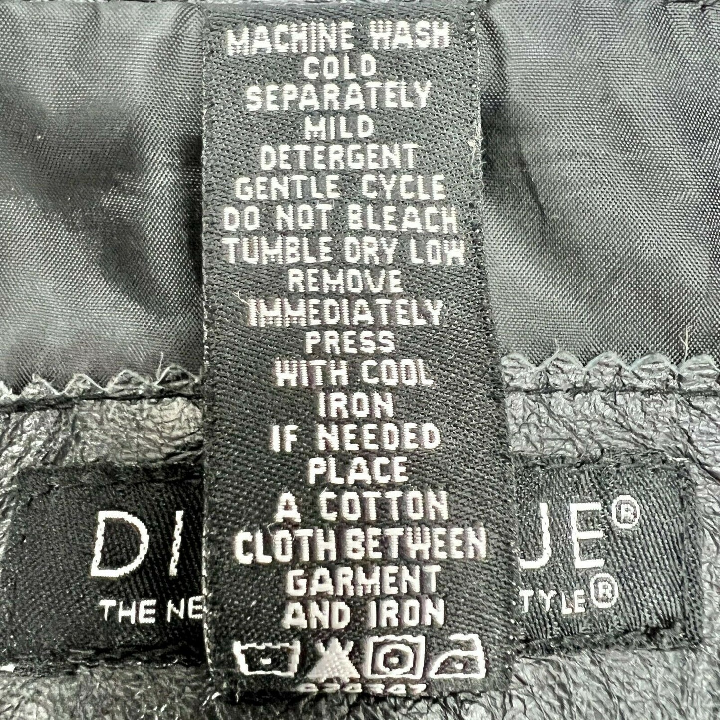 Dialogue Women's Large Black Leather Coat Polyester Lining Machine Wash