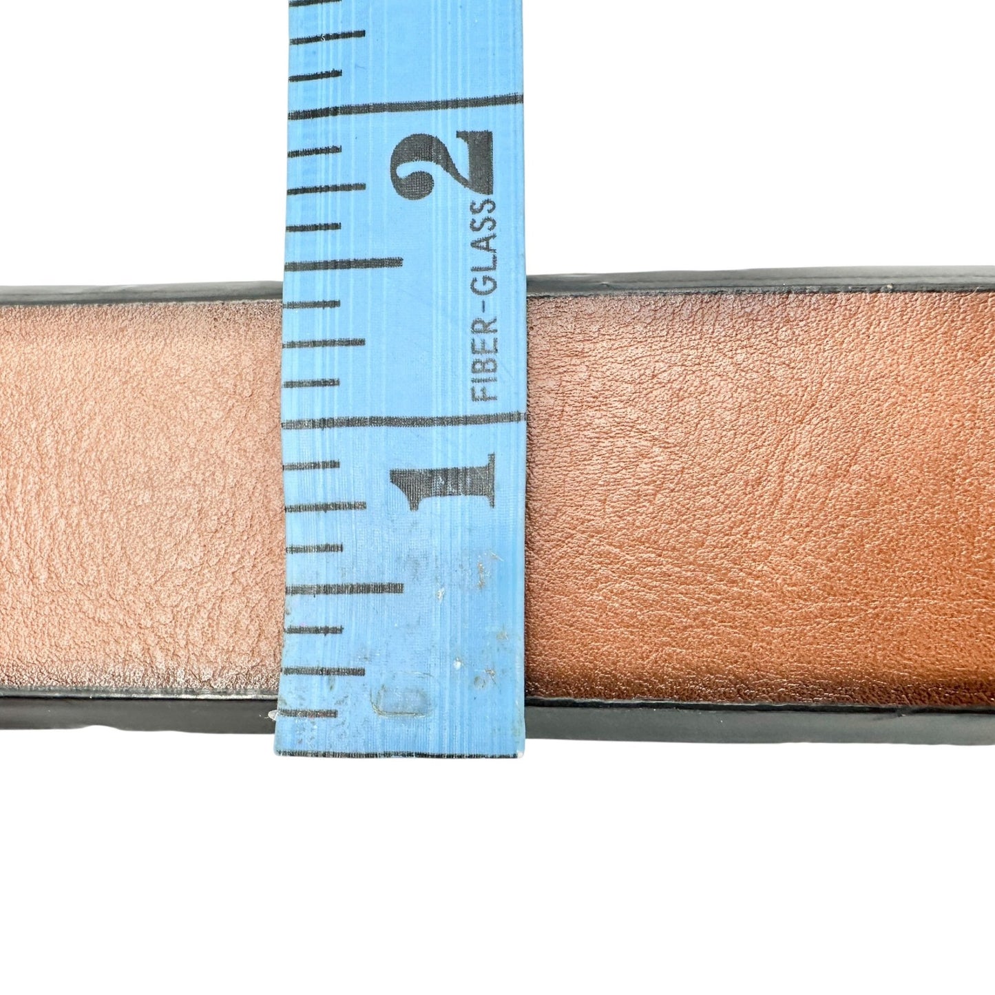 Mens Belt Size L 38-40 Brown Imitation Leather Belt With Silver-Tone Buckle