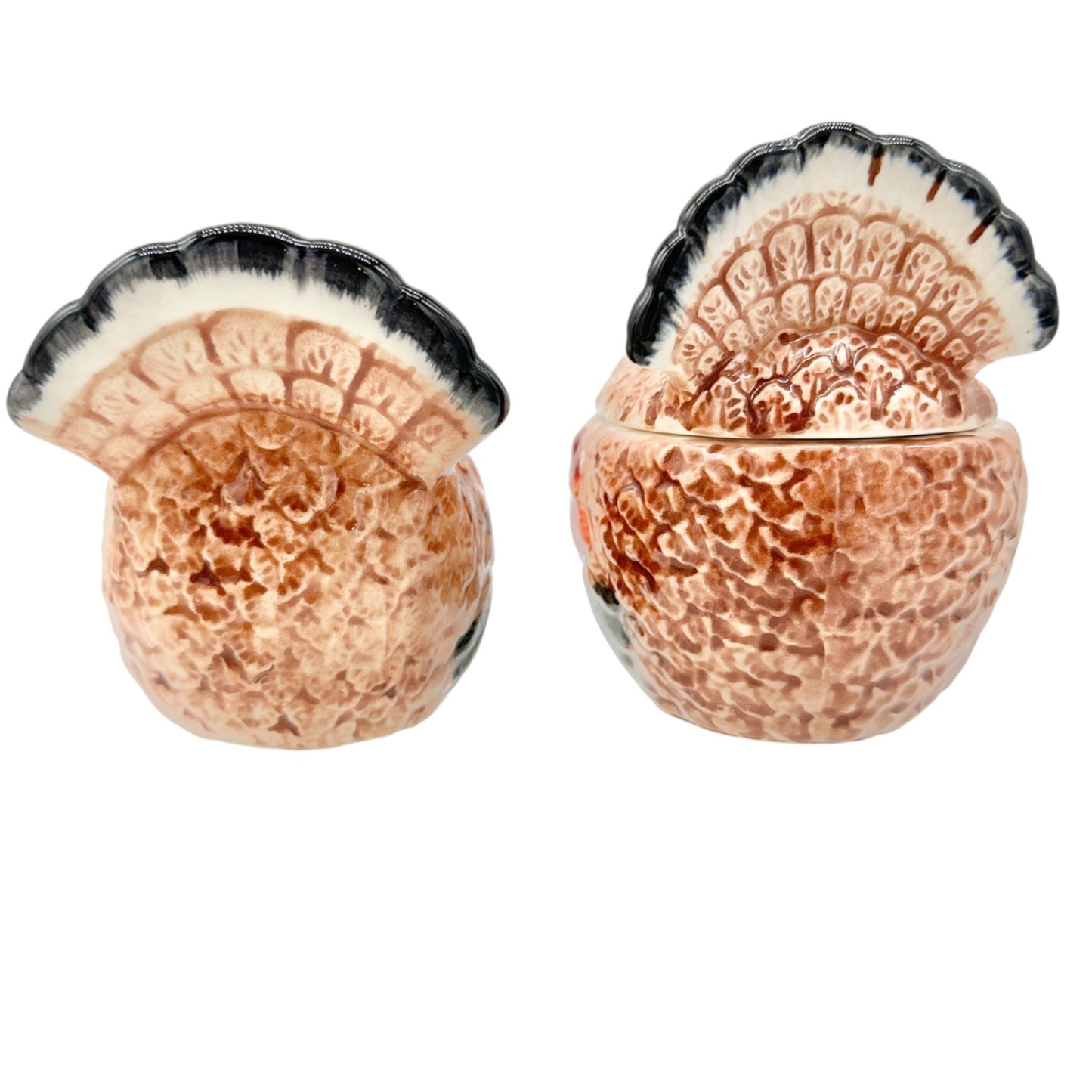 Turkey Ceramic Sugar and Creamer Set Vintage Boxed Thanksgiving Tableware