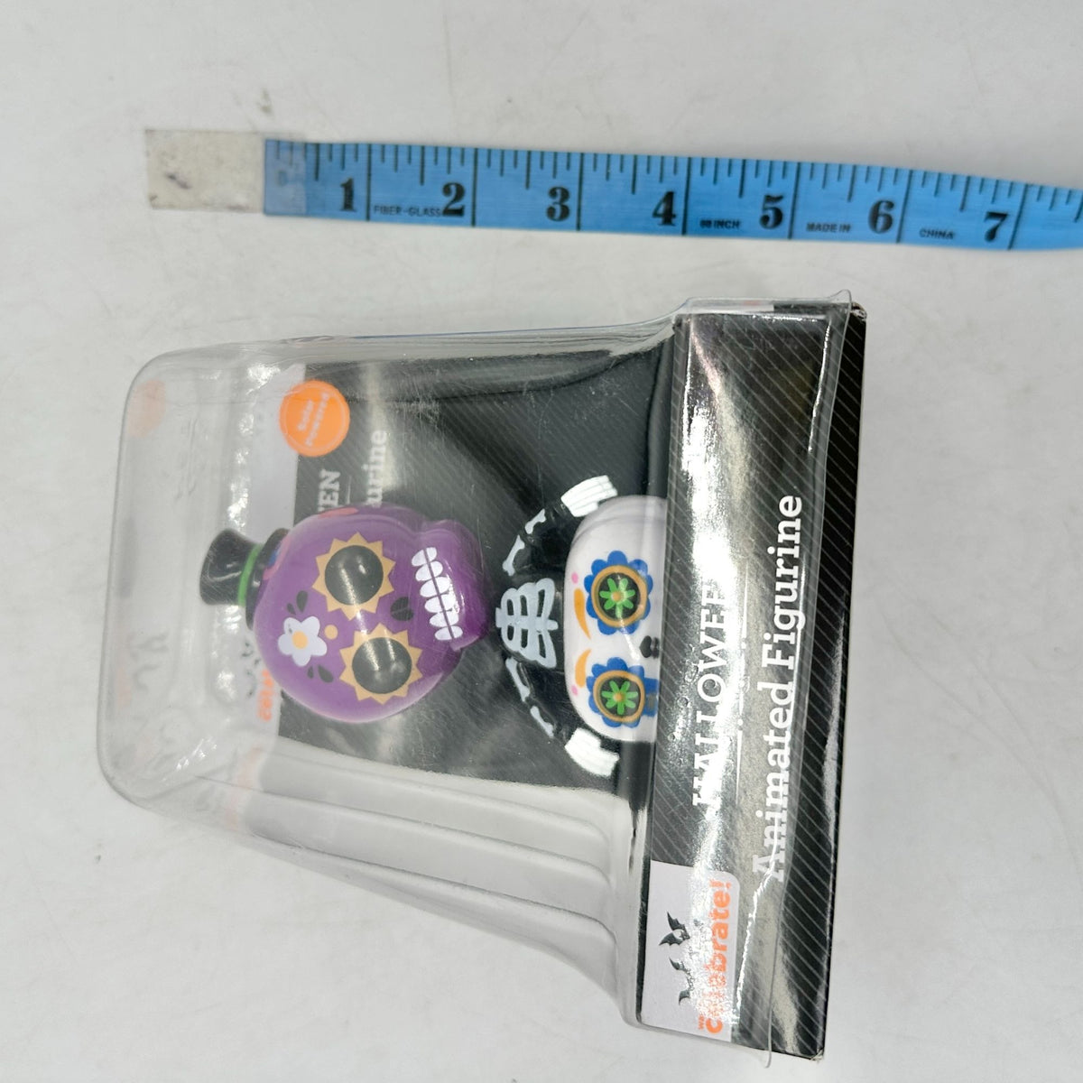 Halloween Solar Powered Animated Figurine With Skeleton Design Purple White NEW