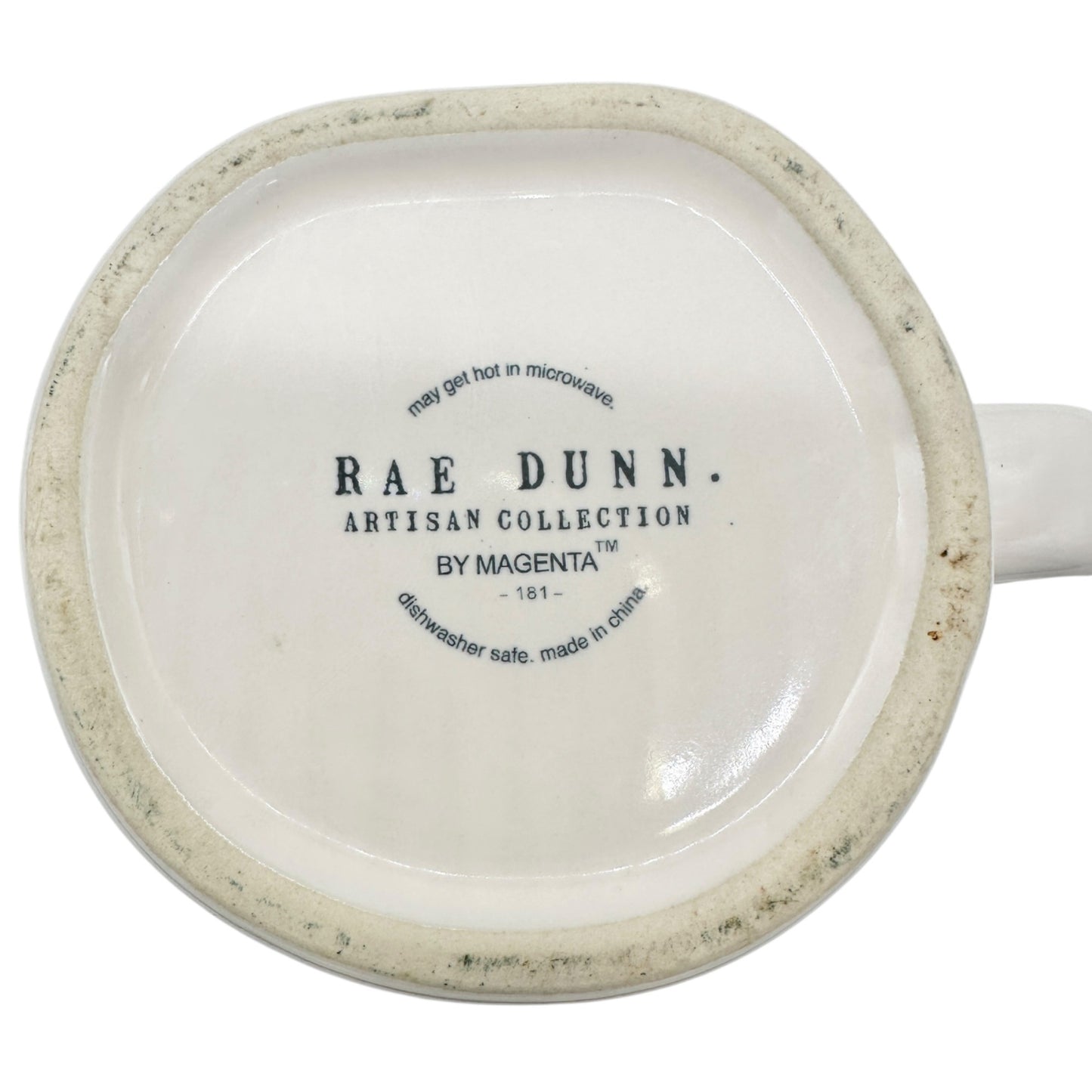 Rae Dunn Artisan Collection Snowflake Season Ceramic Mug 16 oz White Blue inside