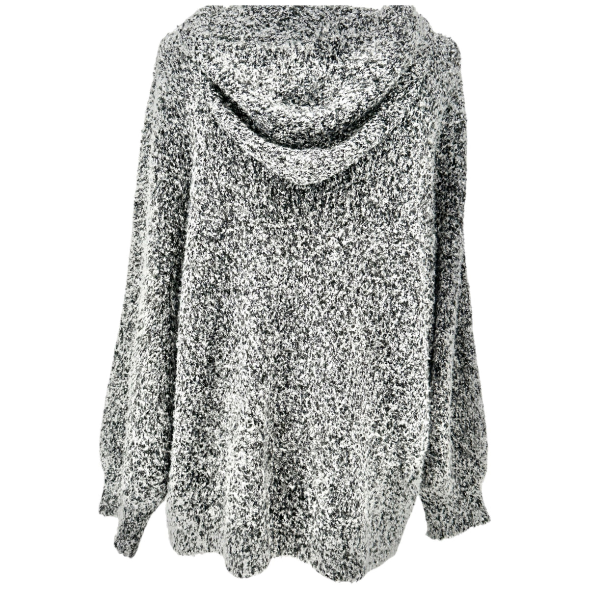 Ady P Hooded Sweater Womens 3X Black White Marled Long Sleeves Relaxed Fit Soft