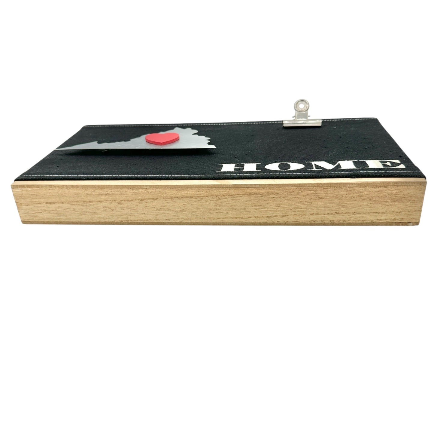 Virginia-Themed Wooden Sign Black Canvas Metal State Cutout Heart Magnet & Clip