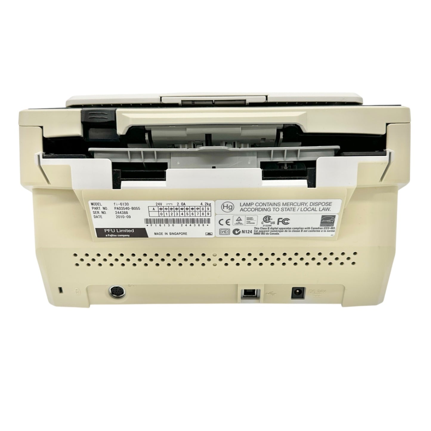 Fujitsu Fi-6130 Document Scanner Multi-Feed Detection With Power Supply Cords