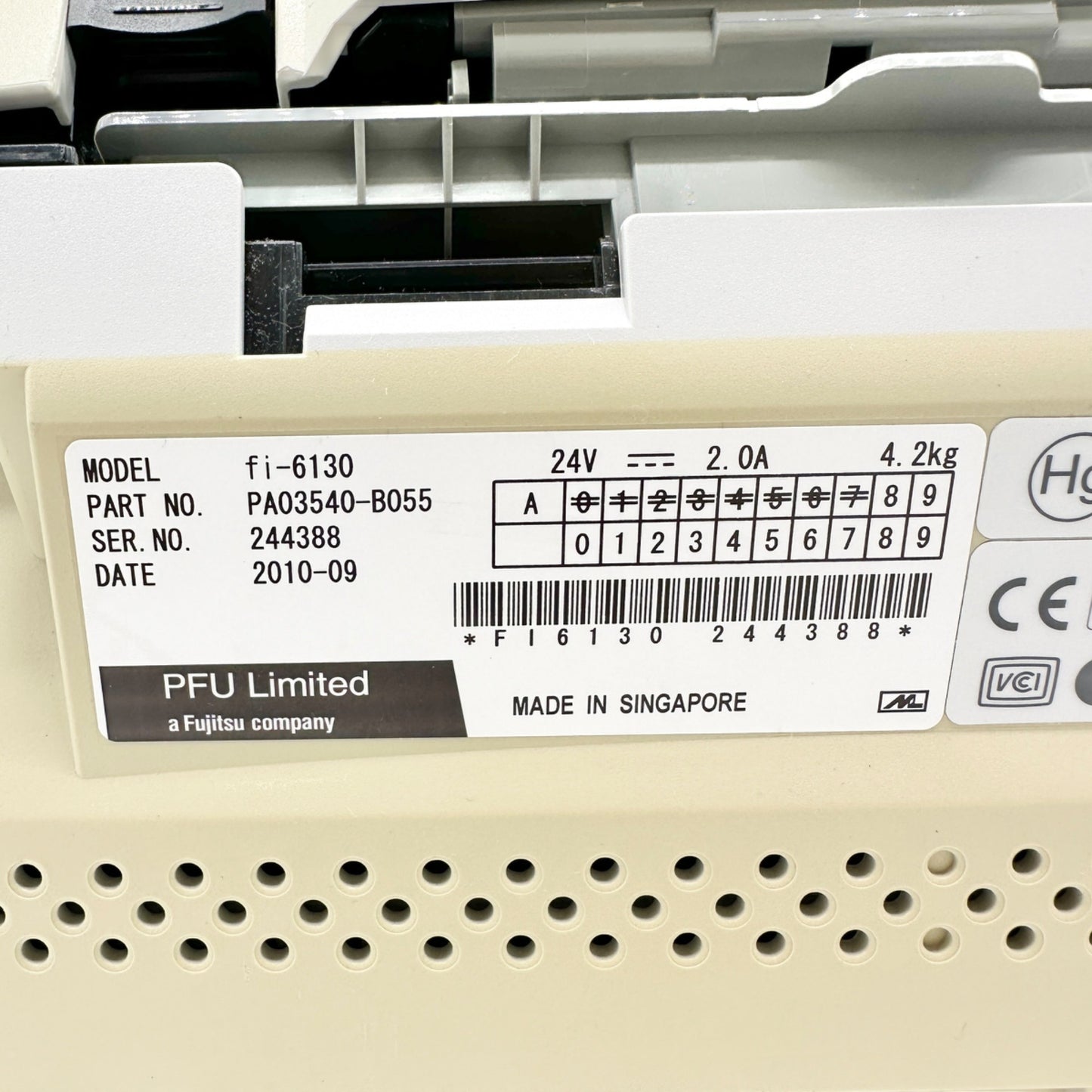 Fujitsu Fi-6130 Document Scanner Multi-Feed Detection With Power Supply Cords