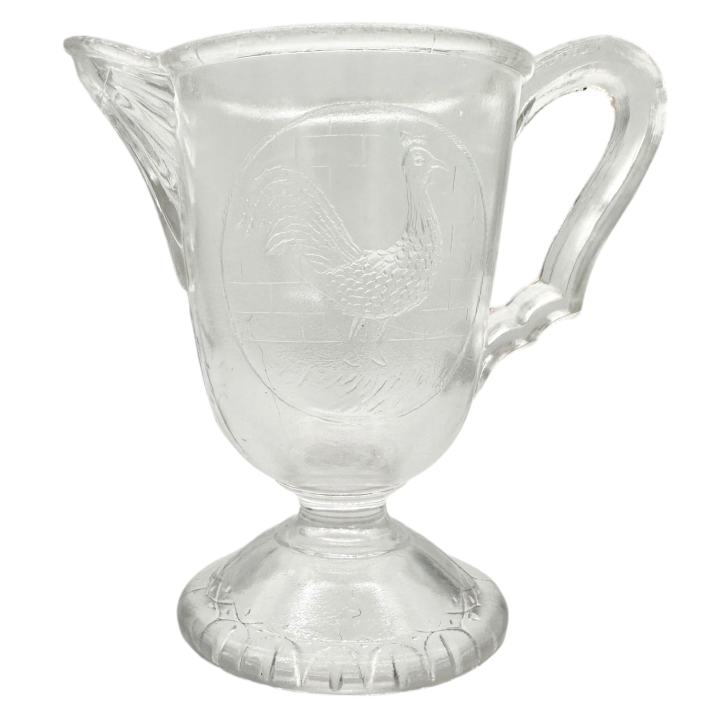 Rooster 4 Pc Vtg Childs Tableware Set King Glass Co 1890-91 Clear Pressed Glass