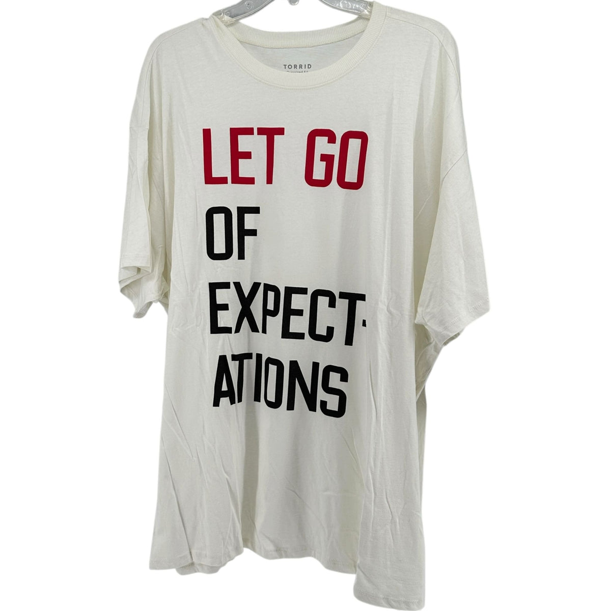 Torrid Let Go Of Expectations Oversized Fit Tunic Tee Blanc De Blanc 1X 14-16