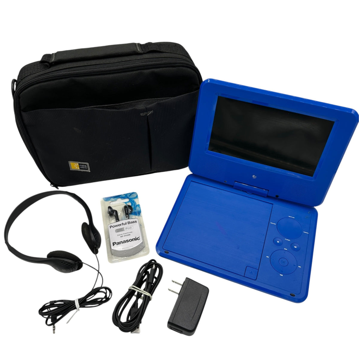 Portable DVD Player Bundle With Case Headphones and Accessories Blue EPD707BU