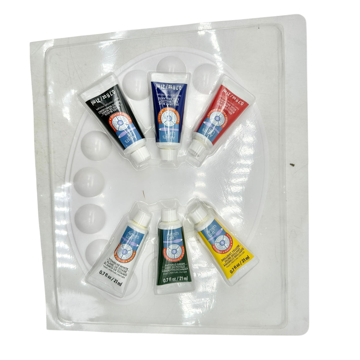 Artists Loft Acrylic Paint Set With Plastic Palette 6 Colors 0.7 Fl Oz Each New