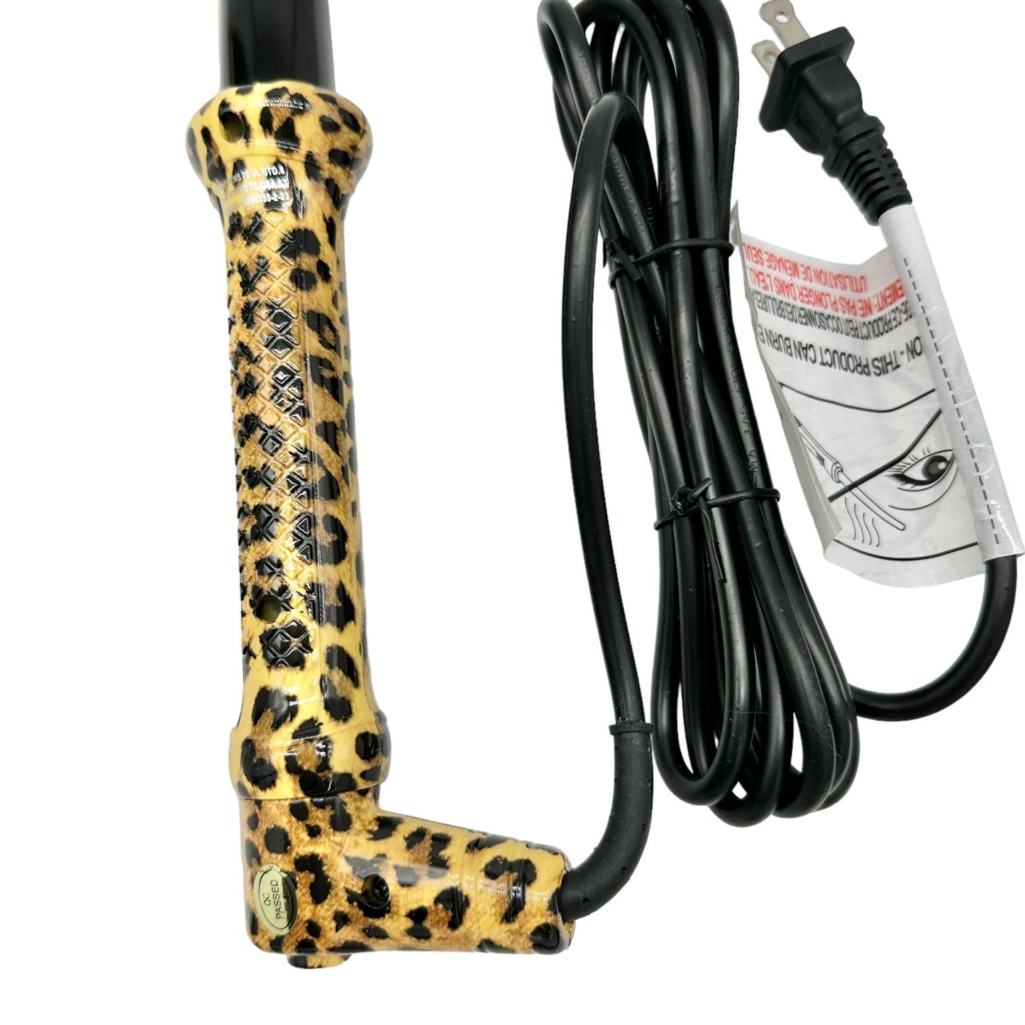 Fahrenheit Leopard Clipless Curling Wand Tourmaline Ceramic Barrel New Open Box