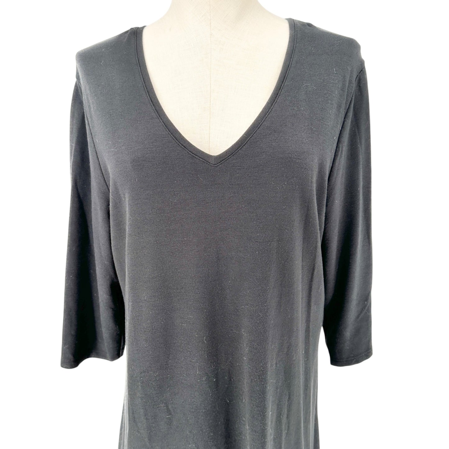 Modern Soul Dress Womens Large Black V-Neck 3/4 Sleeves Comfortable