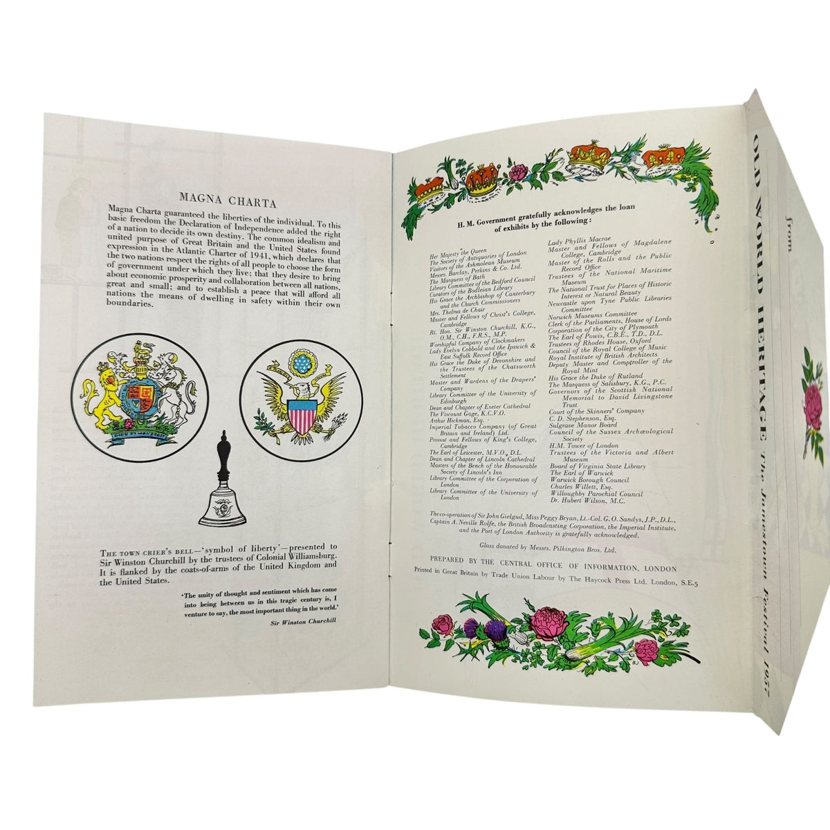 1957 Jamestown VA Festival Programs Trio Official Founders Old World Souvenir Ed