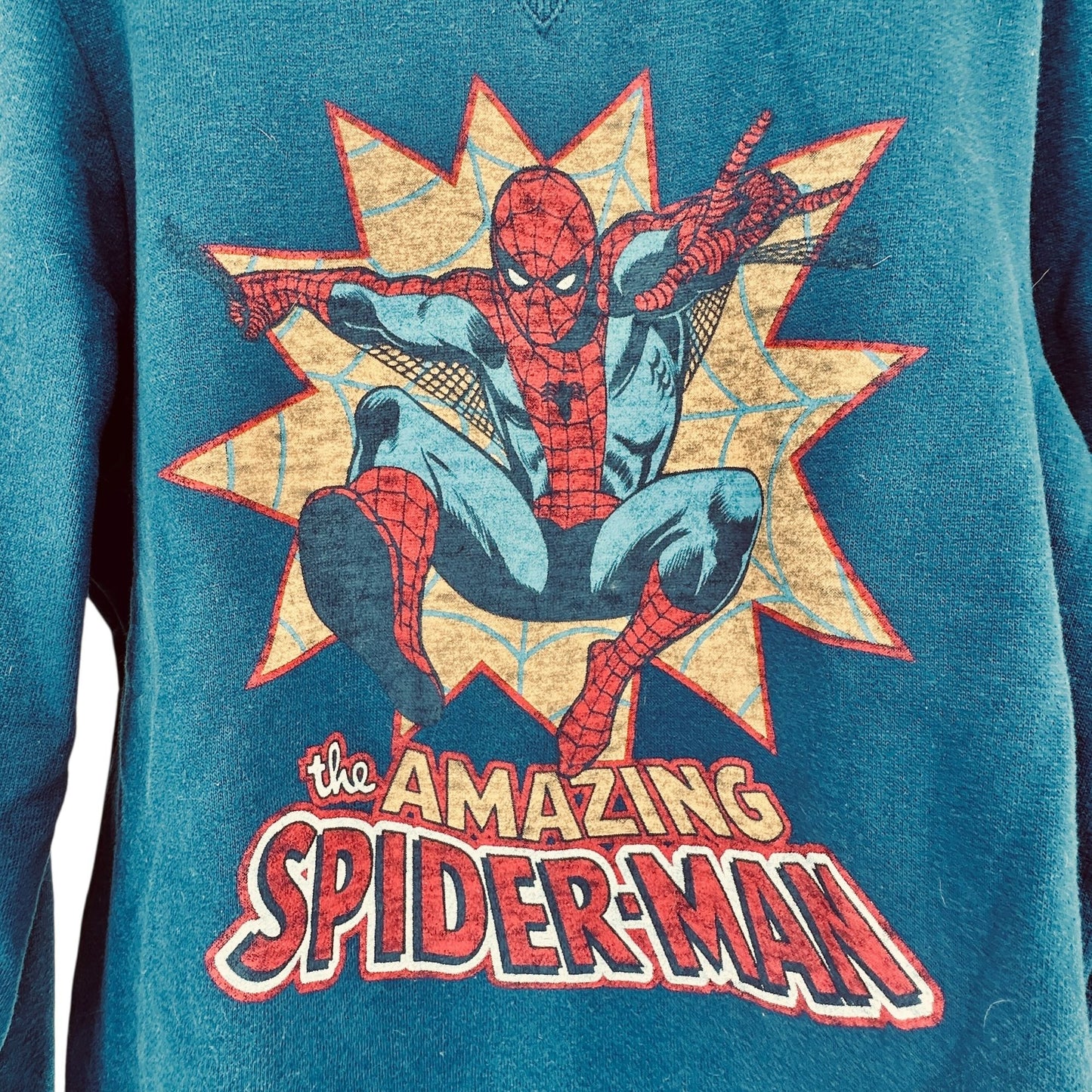 Jumping Beans Amazing Spider-Man Sweatshirt Boys Size 8 Blue Marvel Fleece LS
