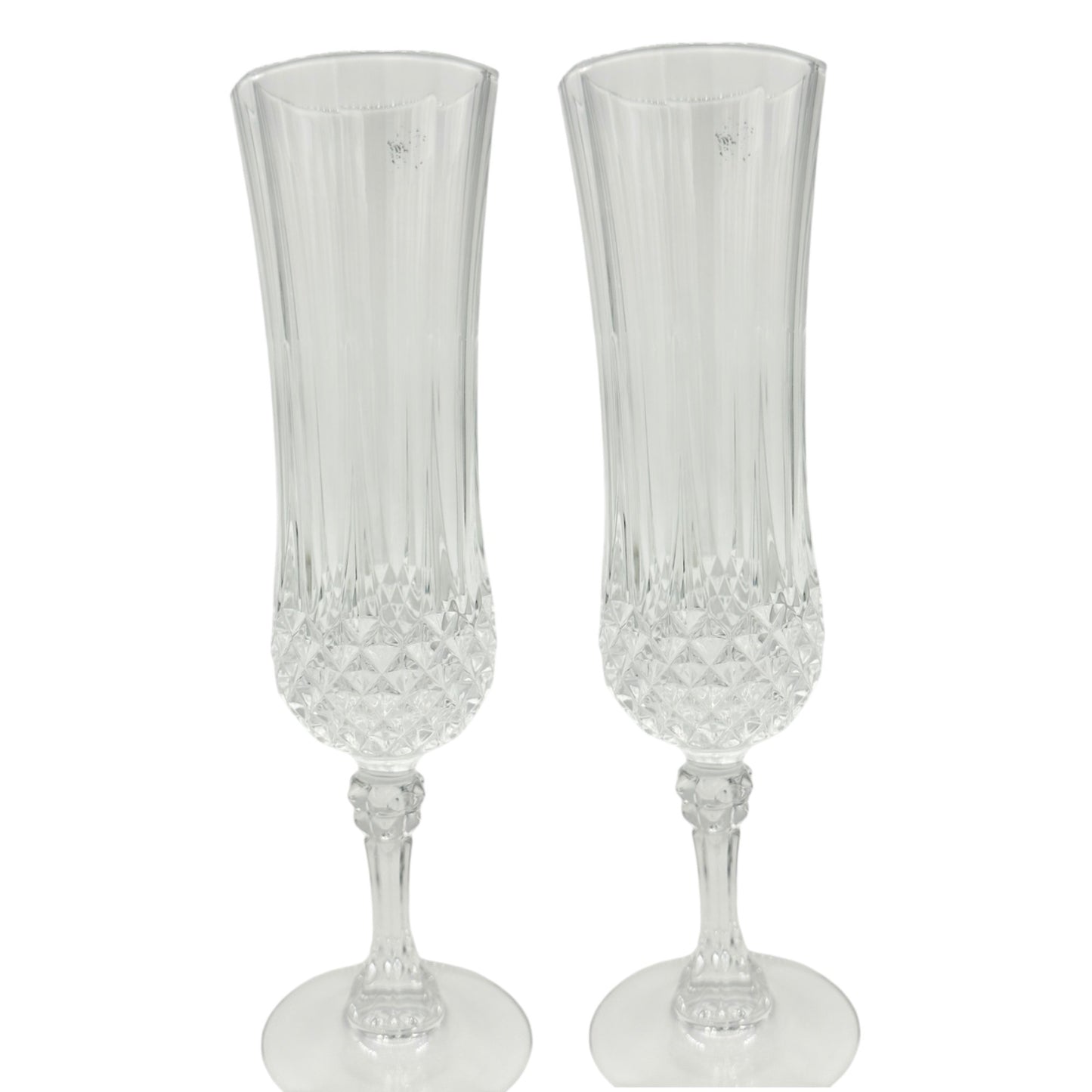 Cristal DArques France Lead Crystal Fluted Champagne Glasses Pair Elegant Design