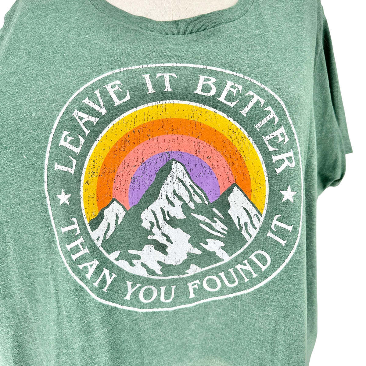 Leave It Better Graphic T-Shirt Green Plus 3XW Cotton Blend by Instant Message