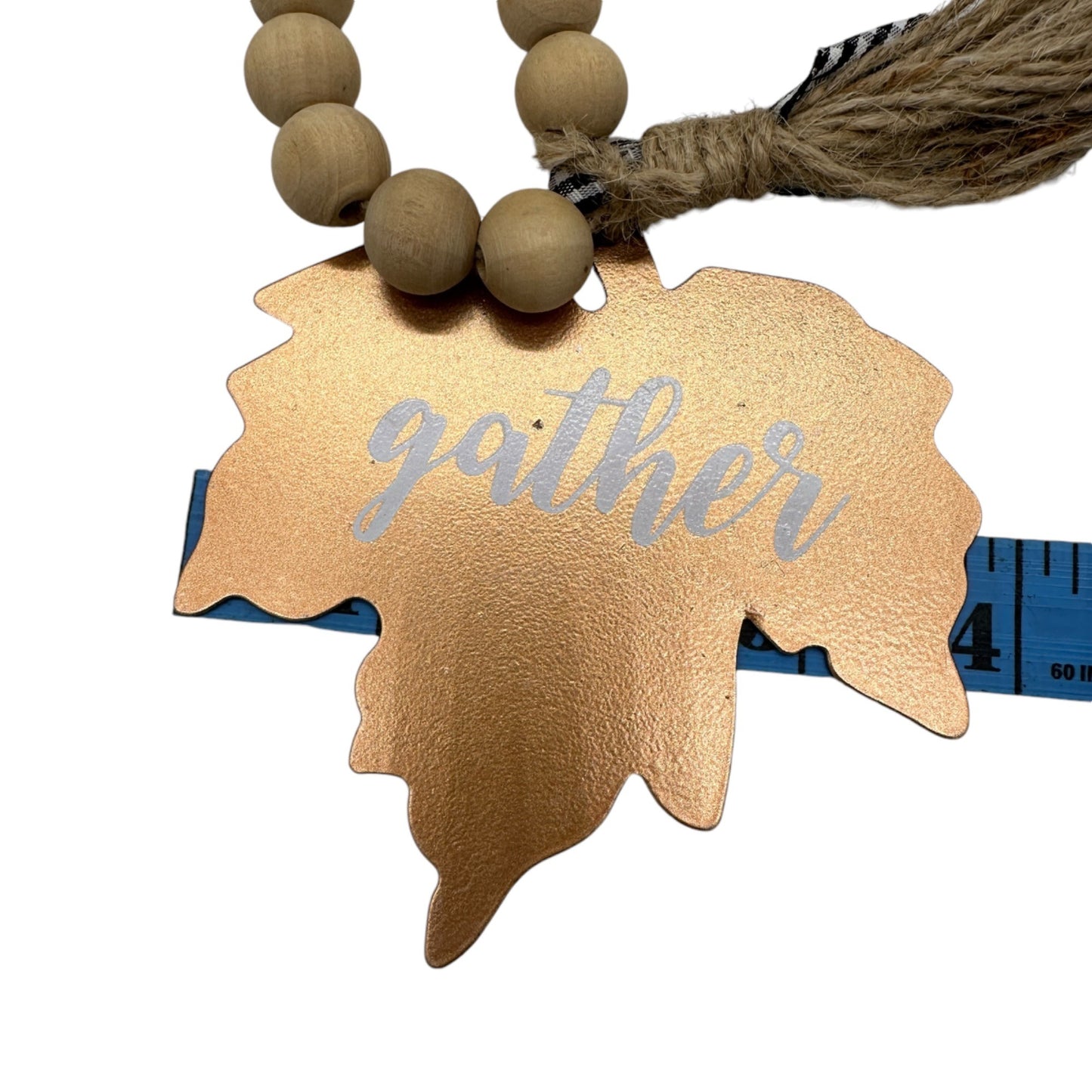 Fall Autumn Decor Bundle 2 Rustic Wood Bead Garlands Leaf Tags Small Wood Sign