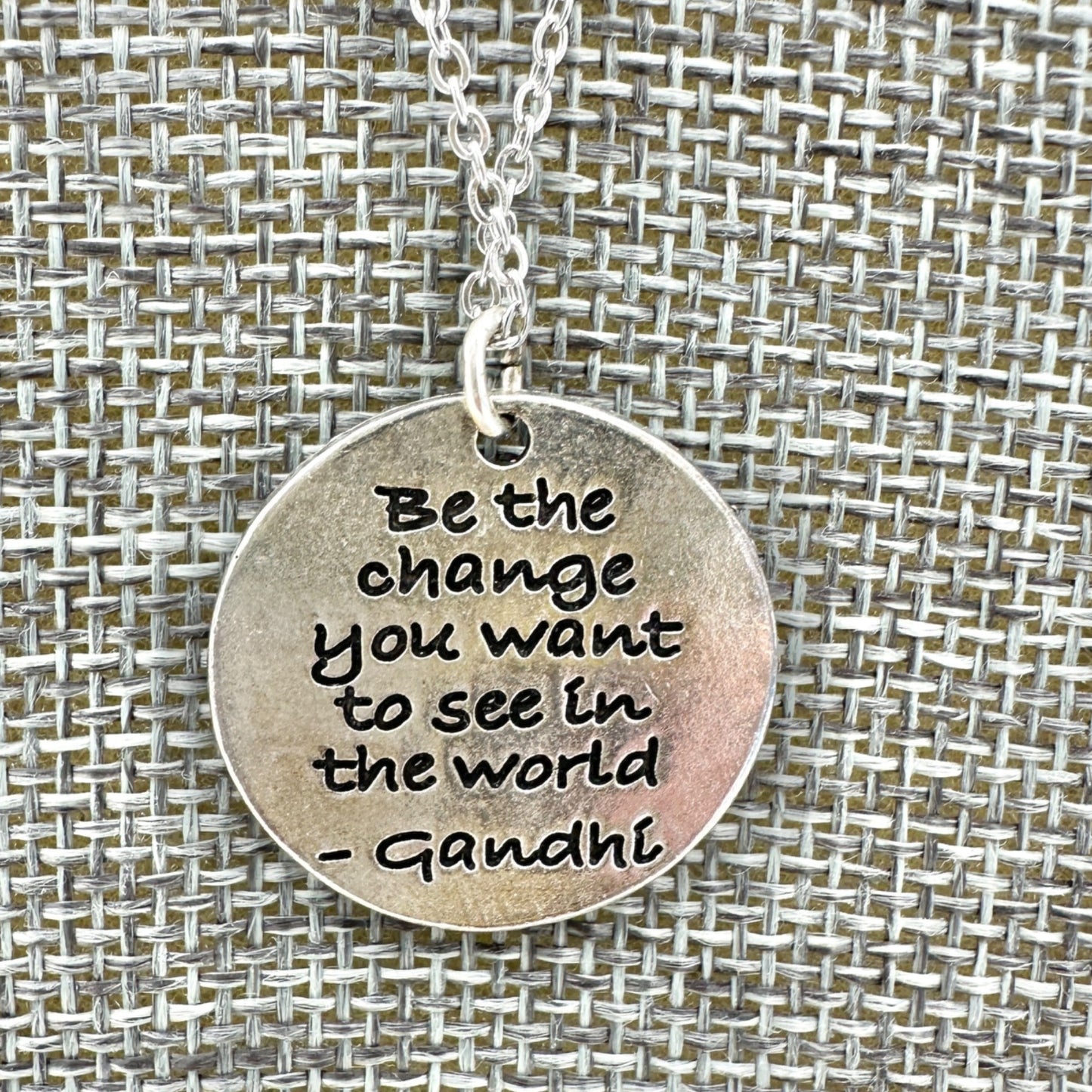Inspirational Silver Sand Dollar Pendant Necklace Gandhi Quote By Autumn And Sea
