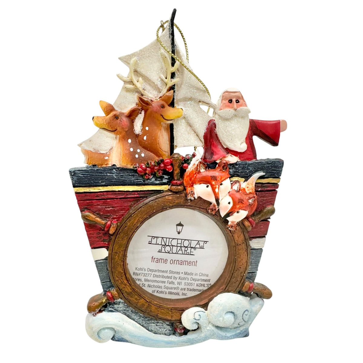 Ship Santa Frame Ornament by St Nicholas Square NEW Christmas Holiday