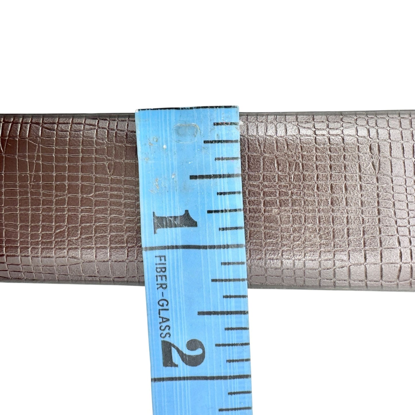 PX Clothing Belt Mens 40 Black Brown Croc-Embossed Leather Belt Metal Buckle NEW
