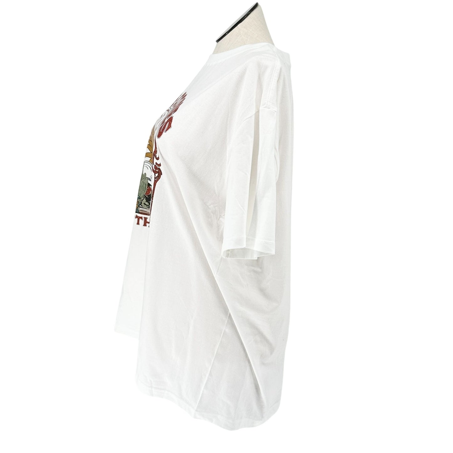 Here Comes The Sun Graphic T-Shirt White XL Retro Casual Style Oversized Roomy