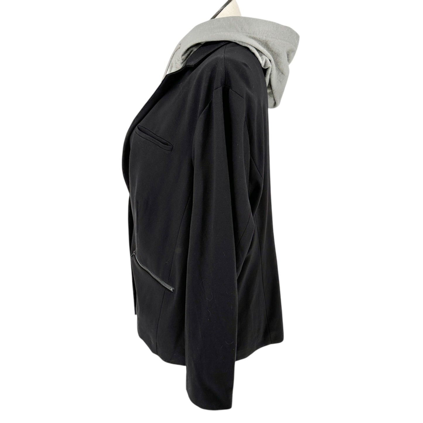 Torrid Size 3 Black Blazer With Gray Hoodie Insert Front Pockets Casual Chic 3X