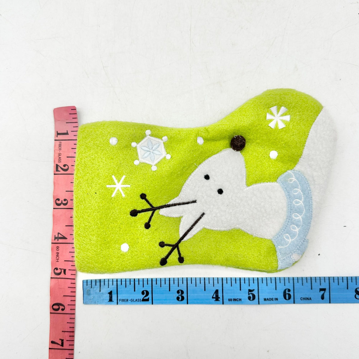 Christmas Stocking 8 inch Green White Blue Reindeer