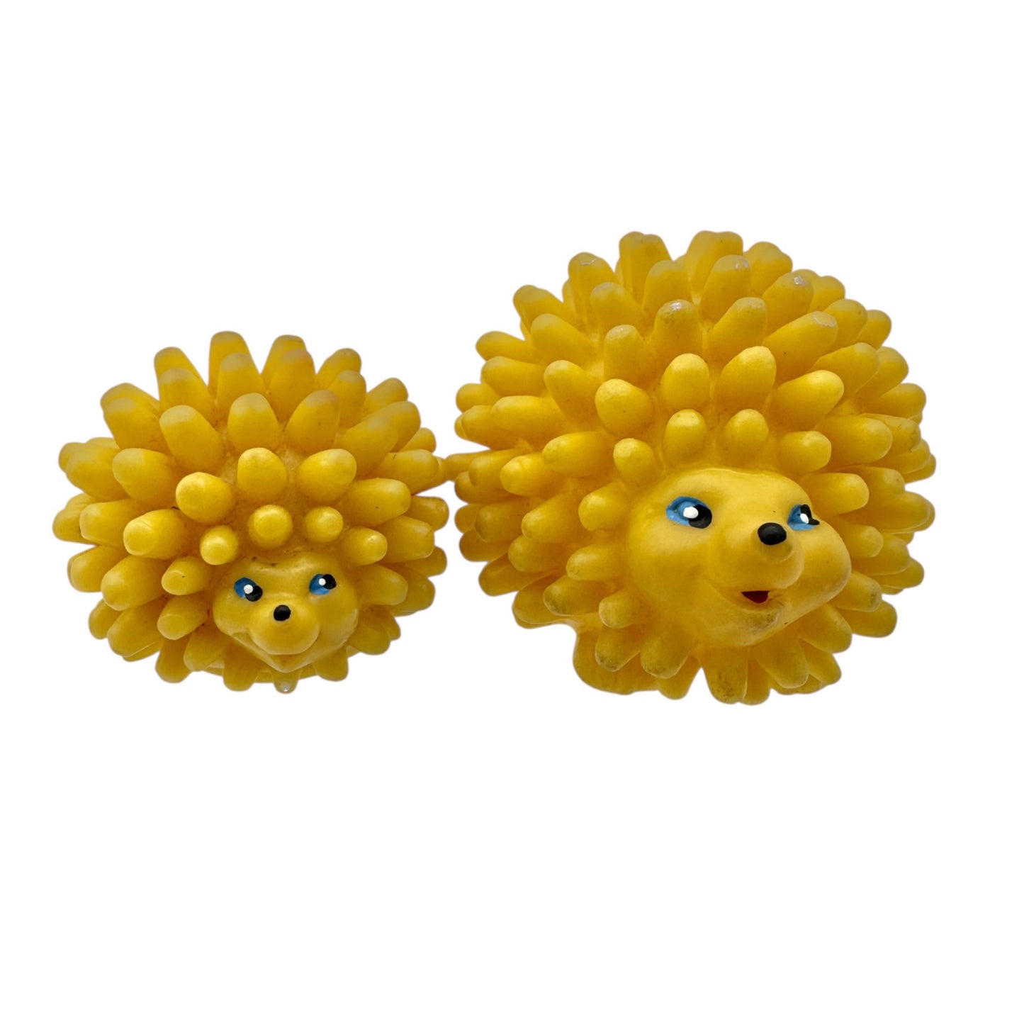Vintage Creative Playthings Pair of Hedgehogs Yellow Rubber Squeezable Toys