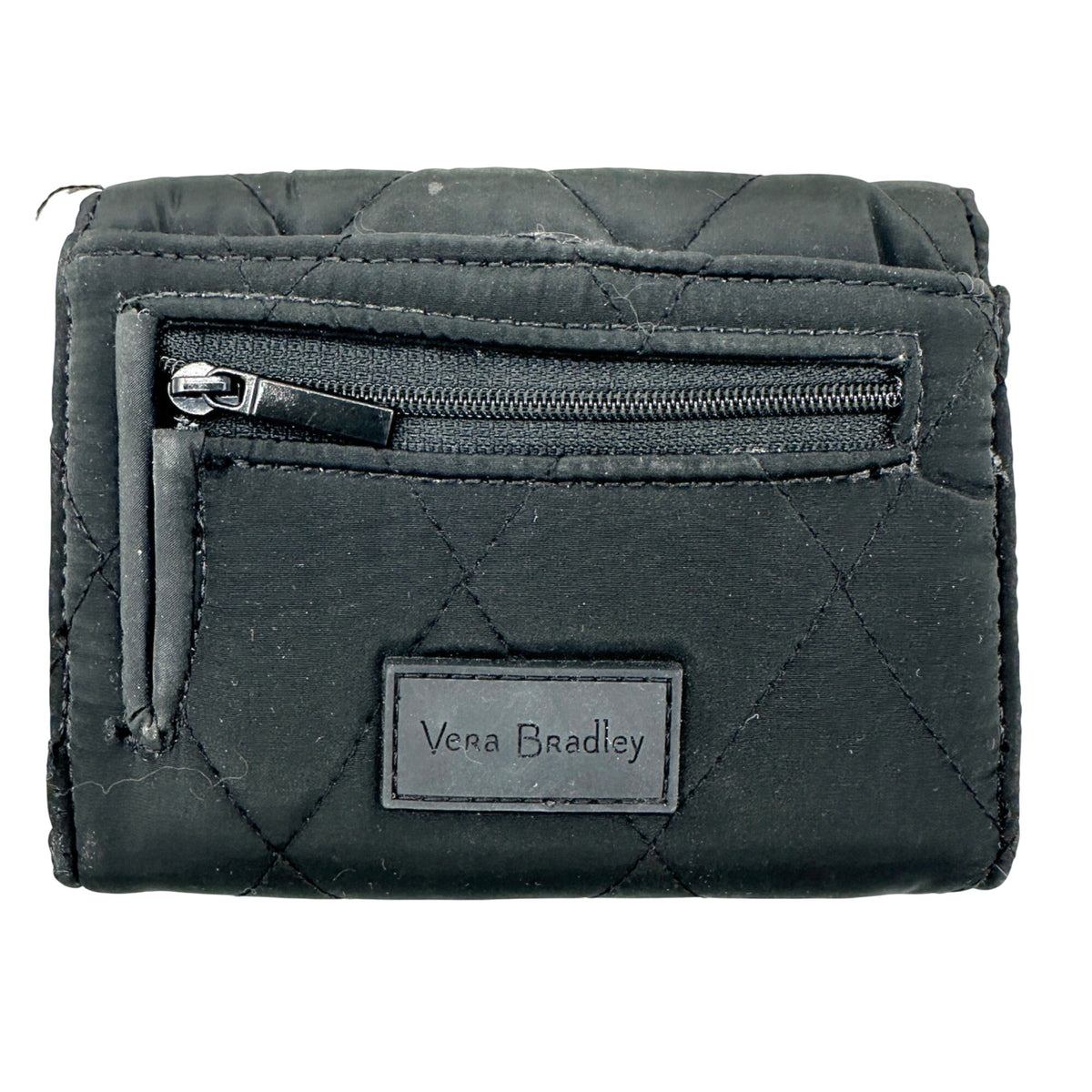 Vera Bradley RFID Black Quilted Trifold Wallet With Colorful Floral Interior