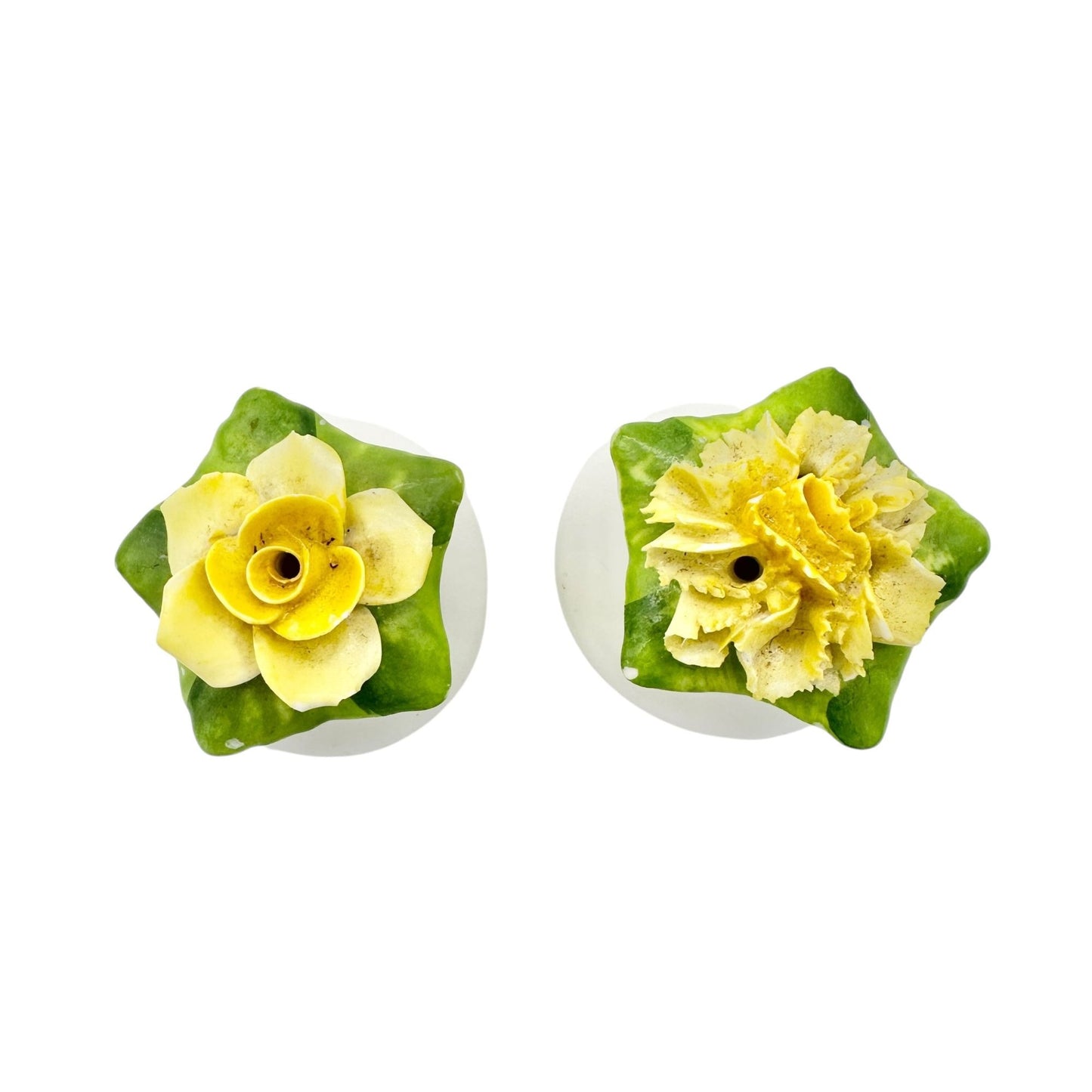 Vintage English Fine Bone China Salt and Pepper Shakers White with Yellow Flower