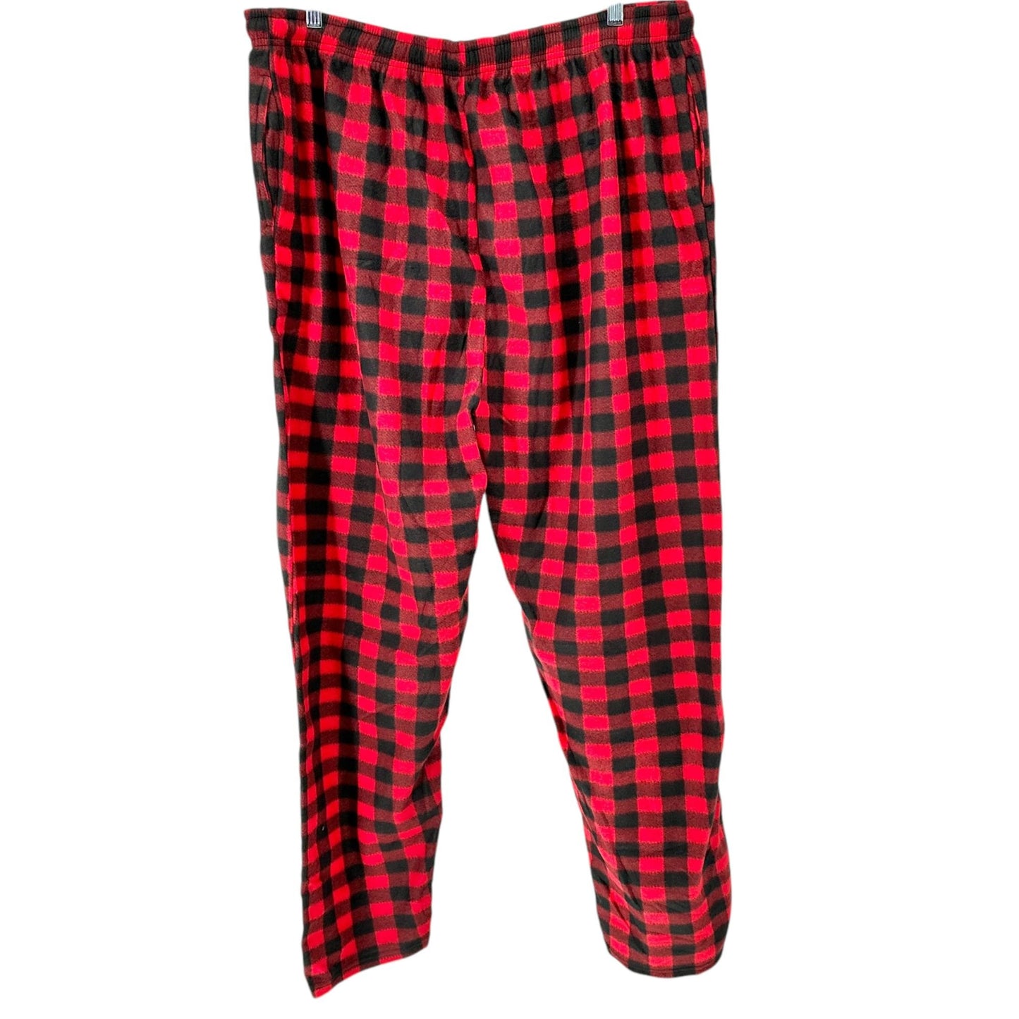 Realessentials Lounge Pants Mens 3XL Black Red Buffalo Plaid Fleece Sleepwear
