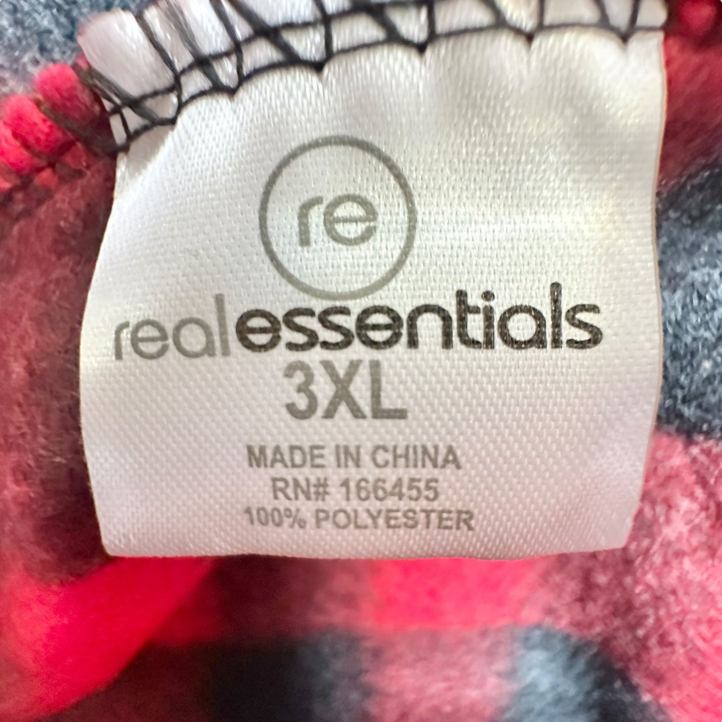 Realessentials Lounge Pants Mens 3XL Black Red Buffalo Plaid Fleece Sleepwear