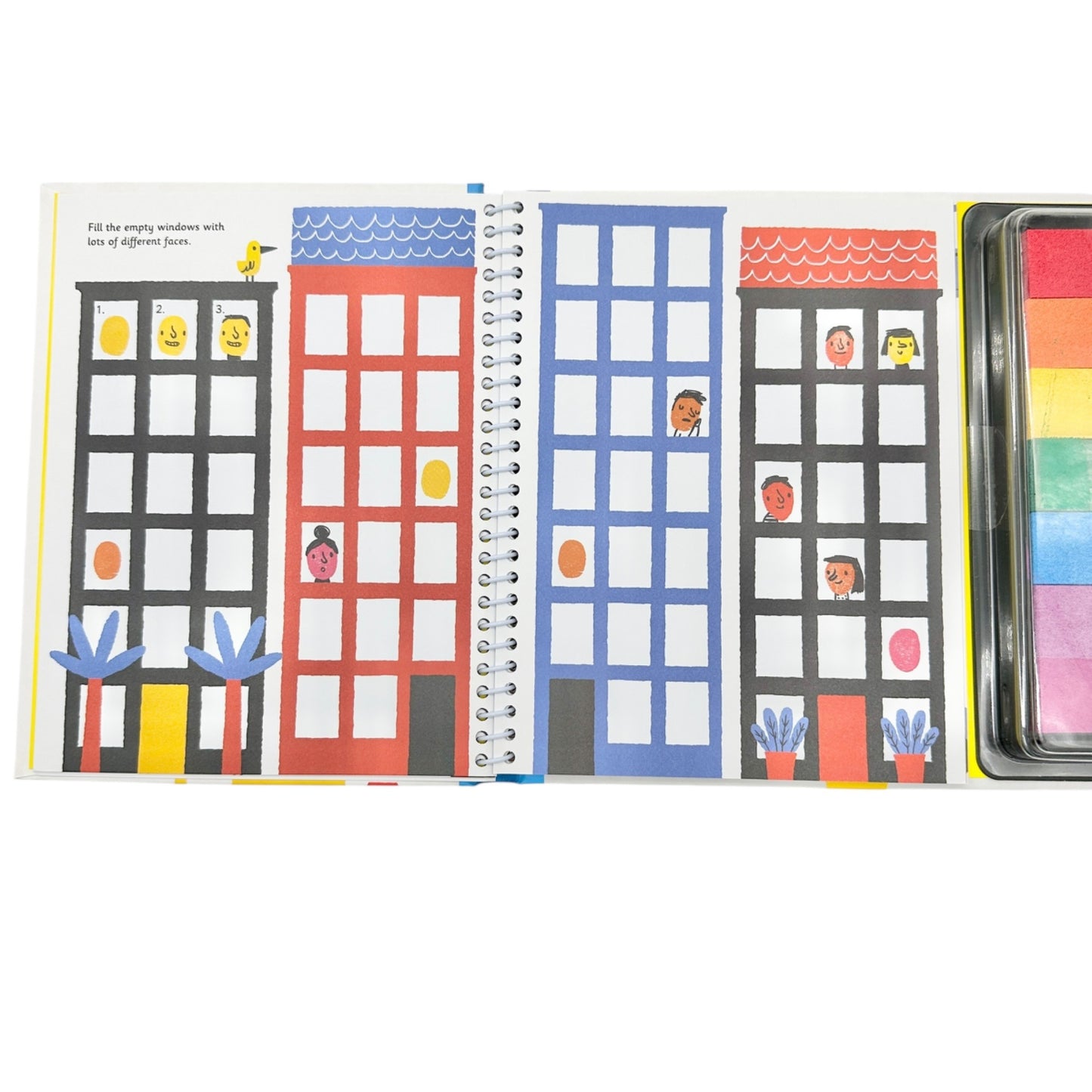 Usborne Fingerprint Activities Book With Ink Pad Spiral Bound Pages Kids Aged 3+