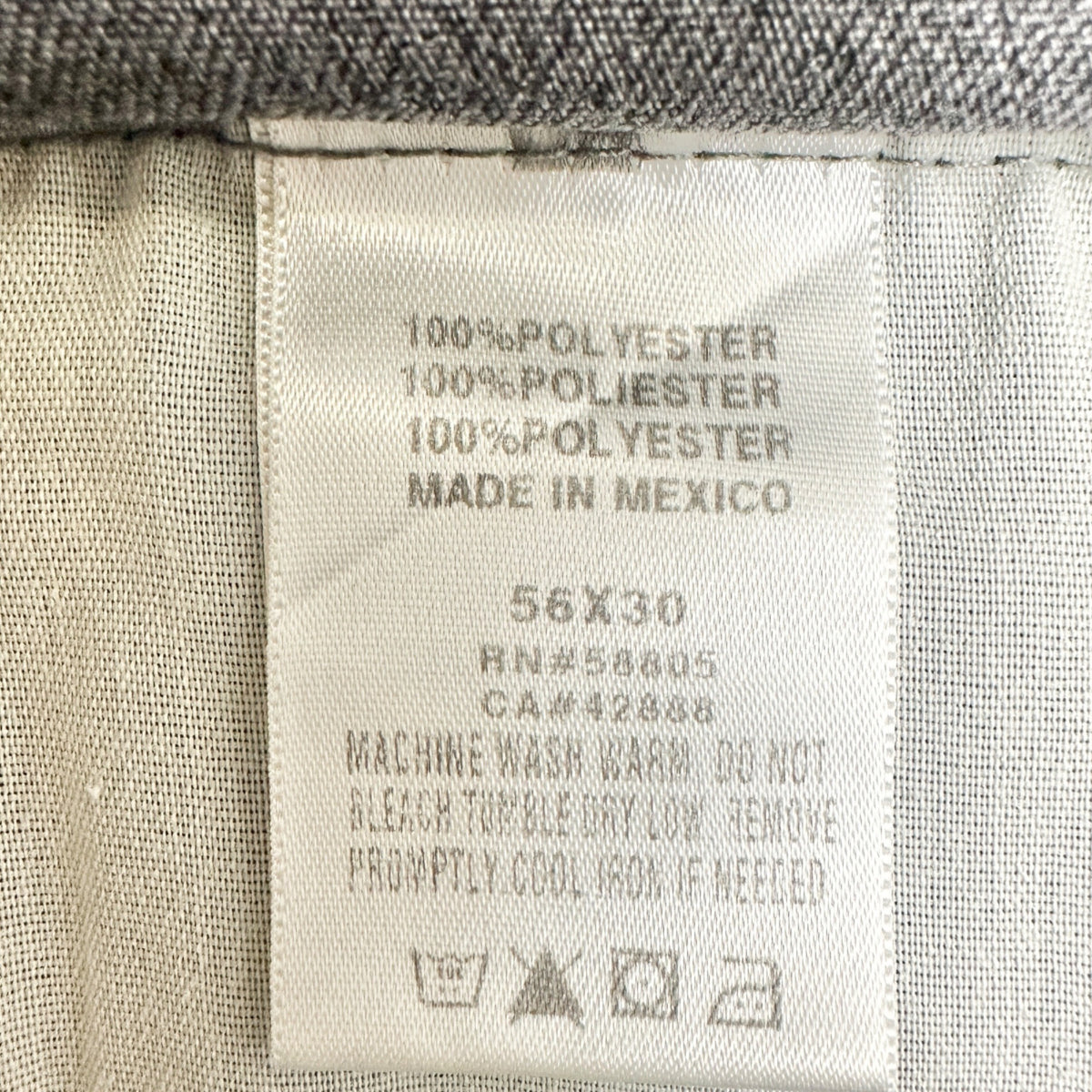 Harbor Bay Mens Dress Pants 56/30 Gray Polyester Flat Front Classic Fit
