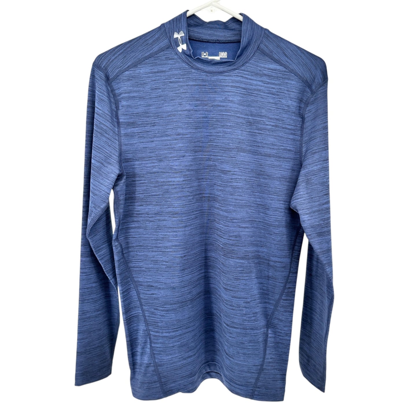 Under Armour Compression Shirt Mens L ColdGear LS Blue Athletic Wear Hi Neck