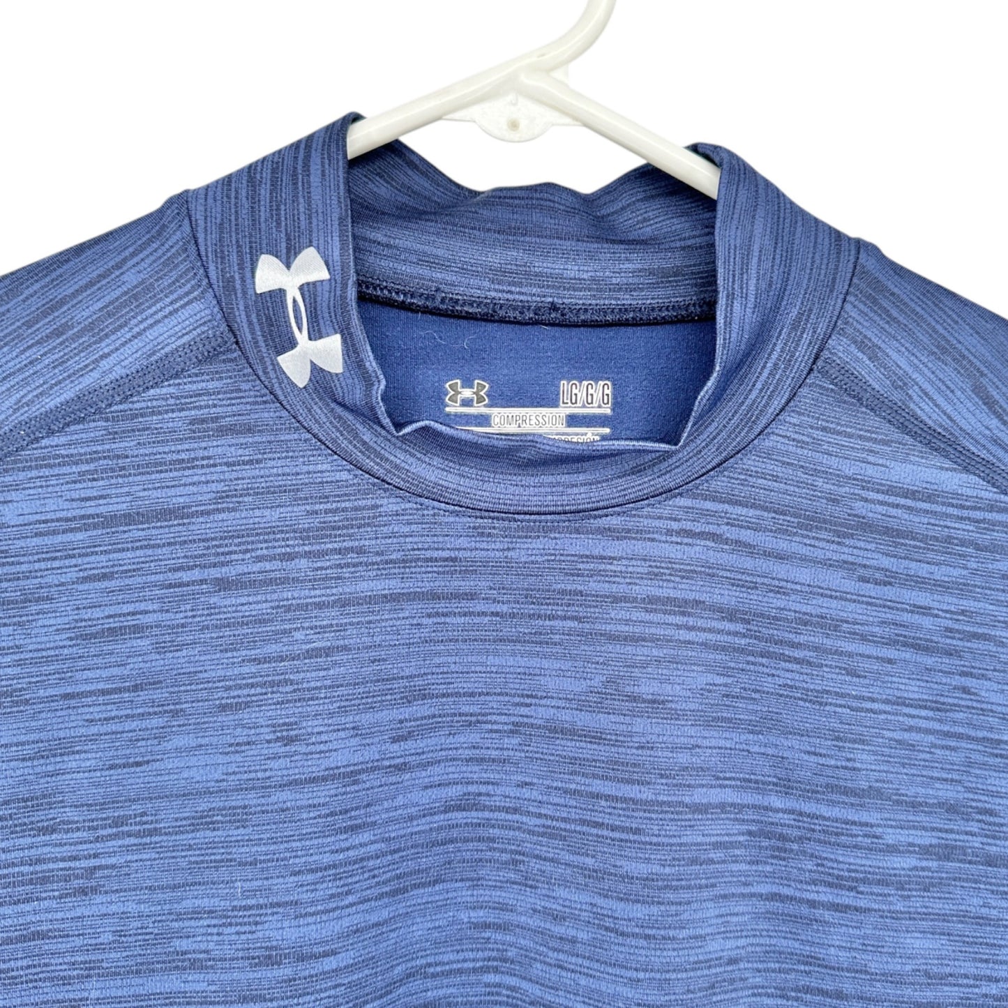 Under Armour Compression Shirt Mens L ColdGear LS Blue Athletic Wear Hi Neck