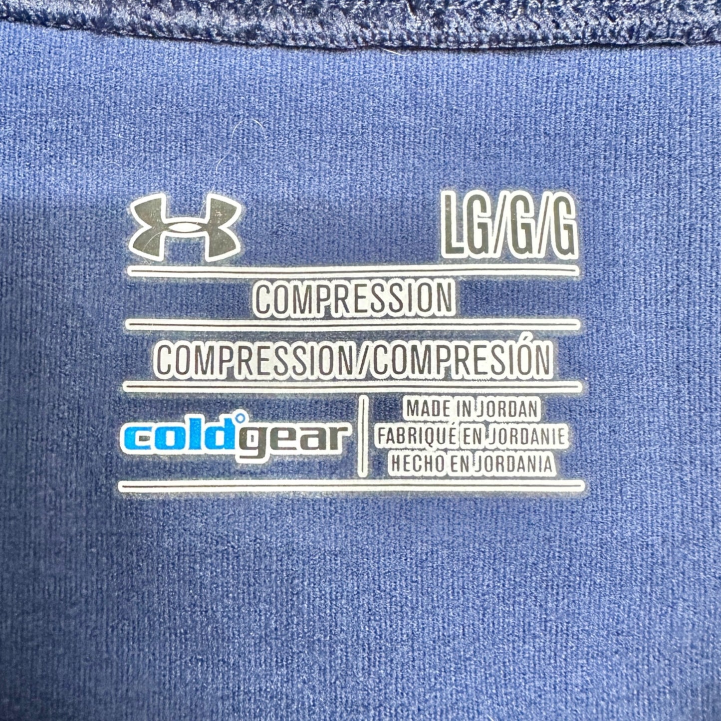 Under Armour Compression Shirt Mens L ColdGear LS Blue Athletic Wear Hi Neck