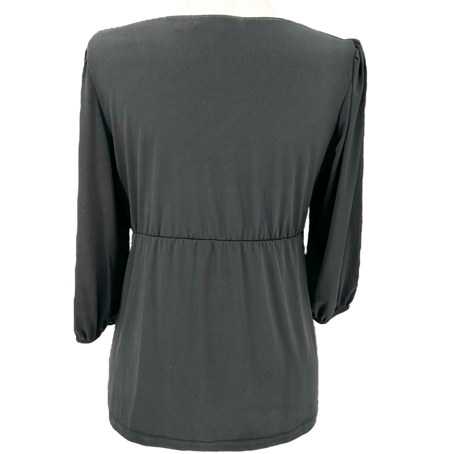 NY Collection Tunic Top Womens 2X Black V-Neck Empire Waist 3/4 Sleeve Blouse